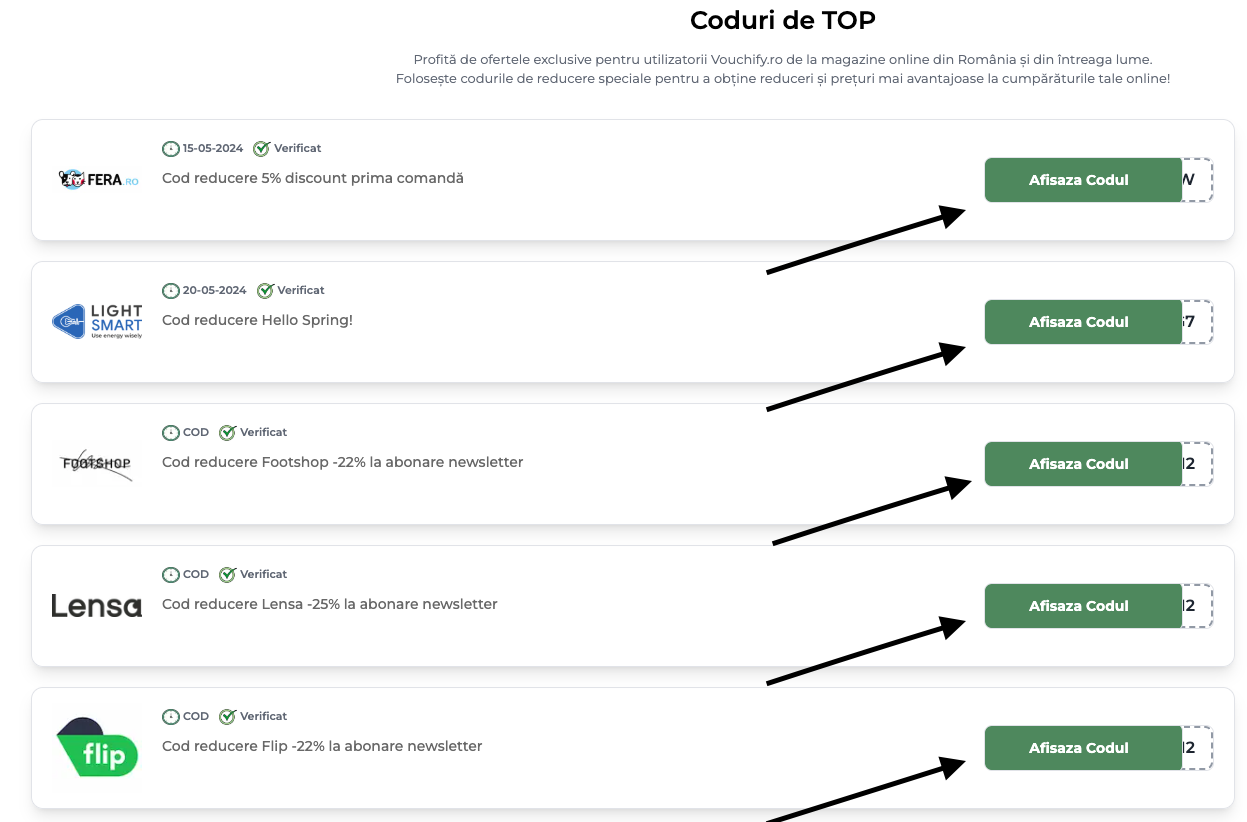 Vouchify | Cupoane, Coduri de Reducere și Vouchere | Peste 800 Magazine